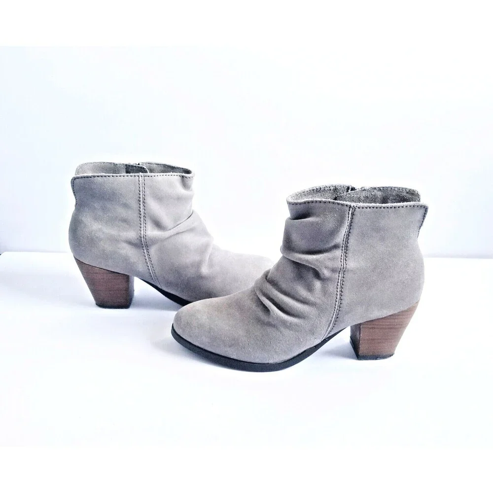 DIBA Women's Sandra Gray Suede Booties Sz 8 Heeled Ankle Boots